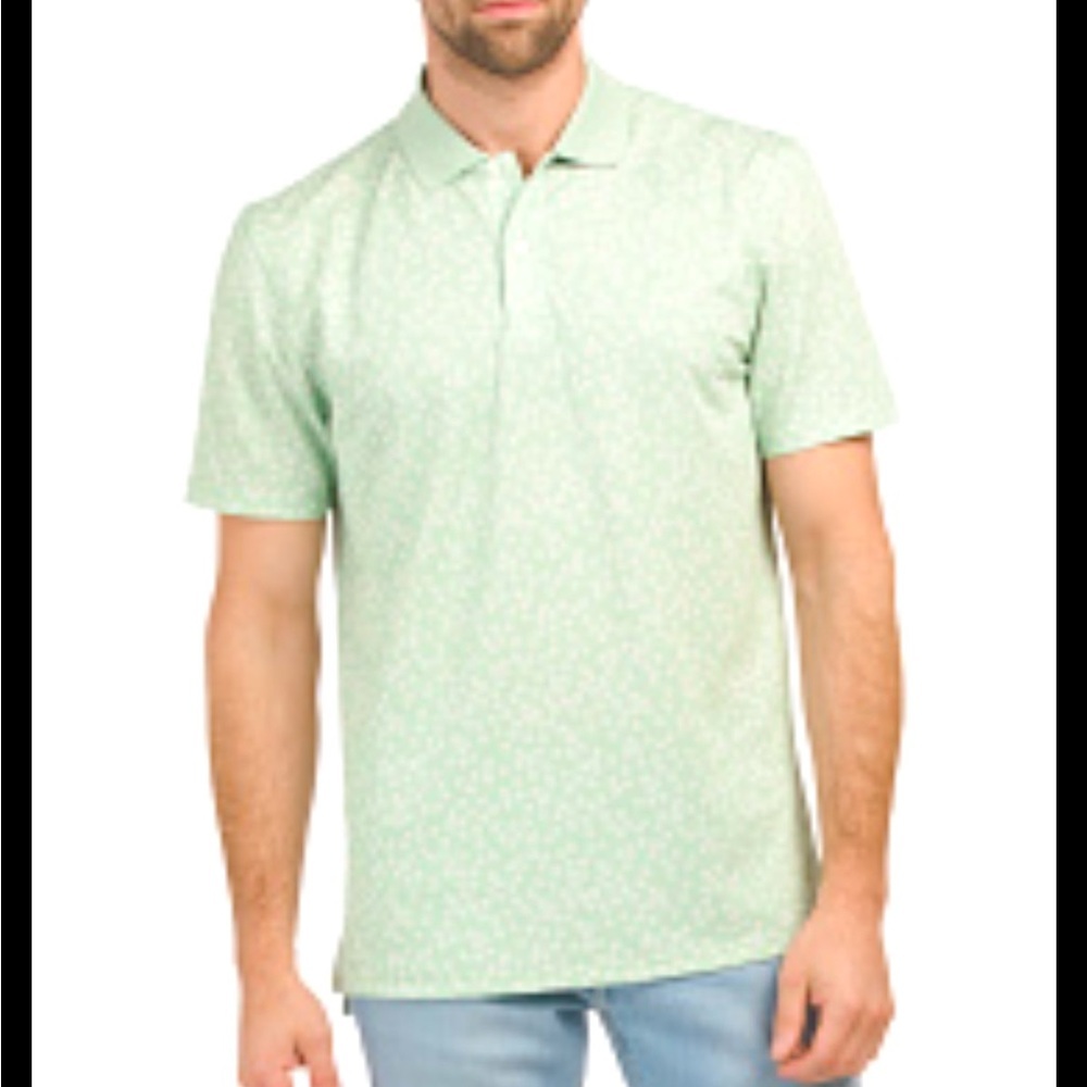 NWT Southern Tide Men’s Polo Shirt Smoke Green Frederick Printed Performance
